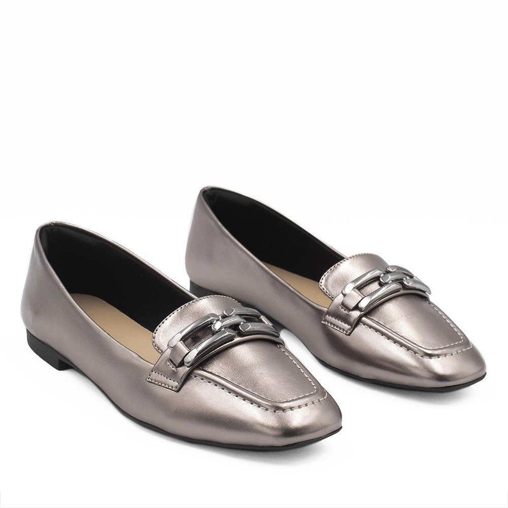 Mocassim Zatta Detalhe de Fivela Sirley Prata Velho Prata 3