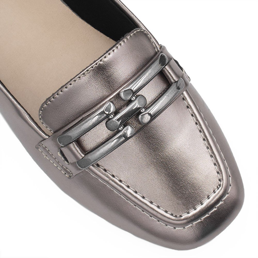 Mocassim Zatta Detalhe de Fivela Sirley Prata Velho Prata 5