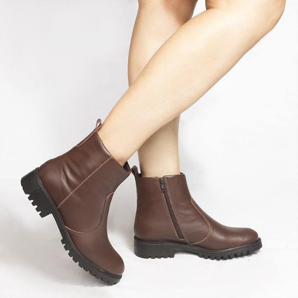 Bota Zatta Coturno Couro Tratorada Lola Marrom Marrom 2