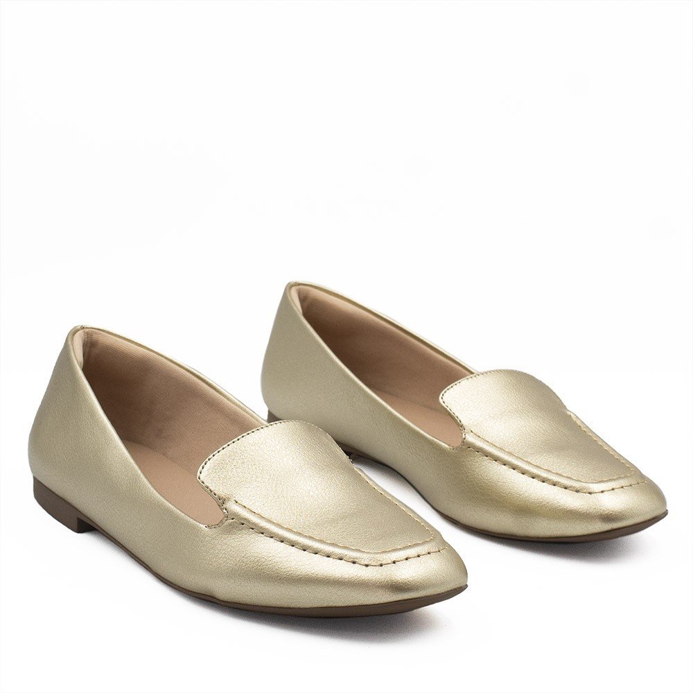 Mocassim Zatta Liso Bico Quadrado Silvana Dourado Dourado 3