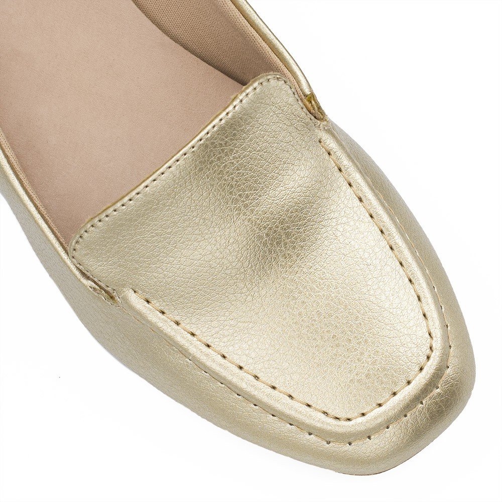 Mocassim Zatta Liso Bico Quadrado Silvana Dourado Dourado 5