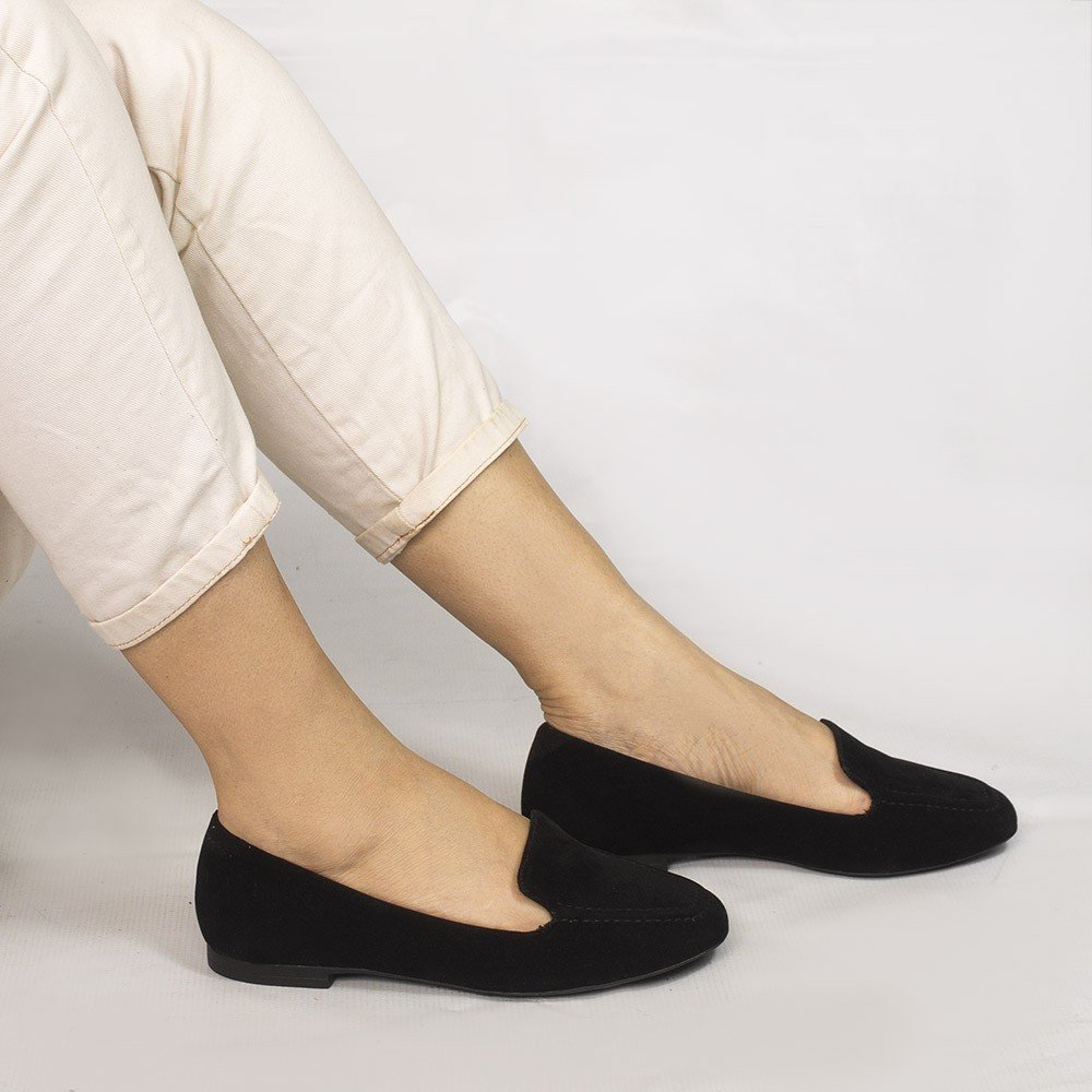 Mocassim Zatta Liso Bico Quadrado Silvana Camurça Preto Preto 2