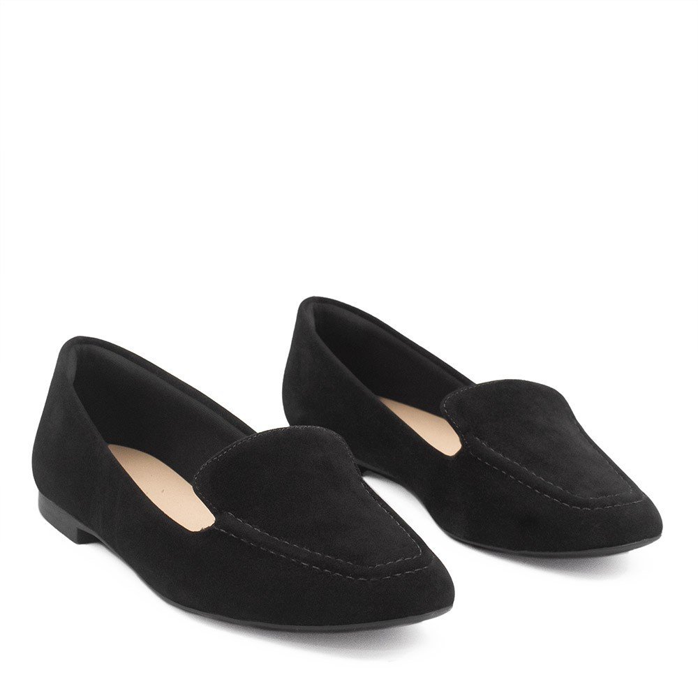 Mocassim Zatta Liso Bico Quadrado Silvana Camurça Preto Preto 3