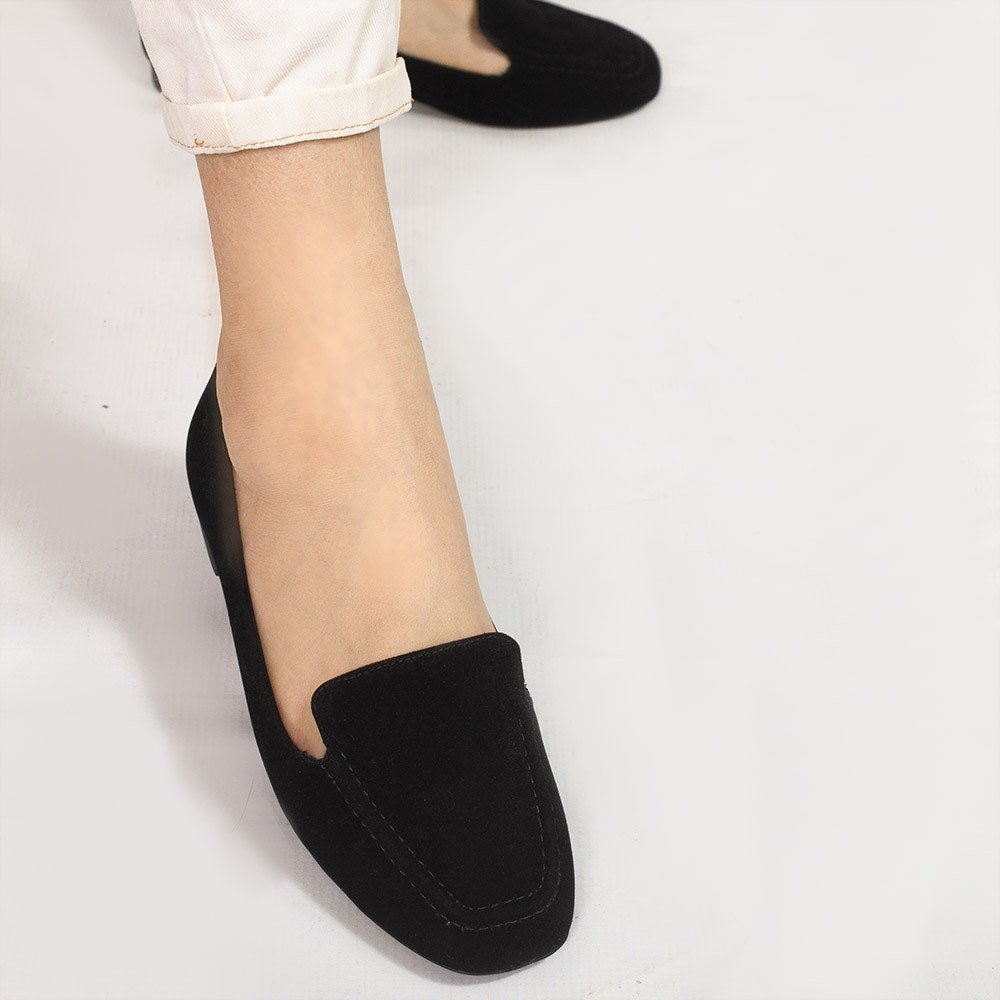 Mocassim Zatta Liso Bico Quadrado Silvana Camurça Preto Preto 5