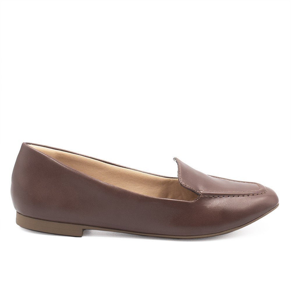 Mocassim Zatta Liso Bico Quadrado Silvana Marrom