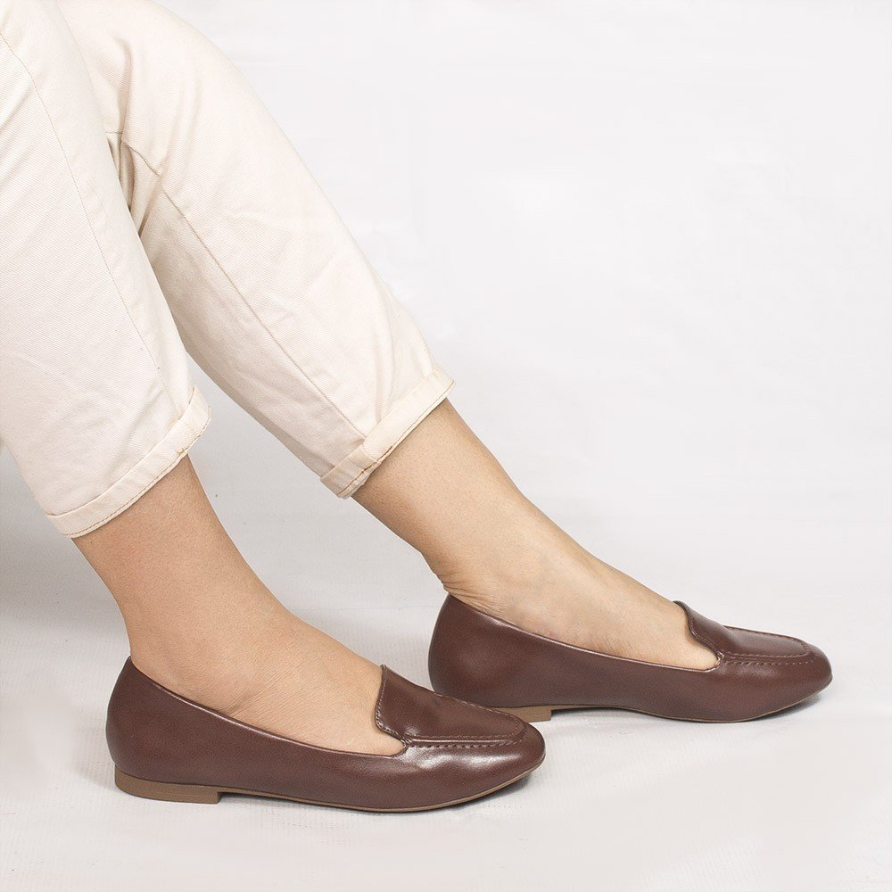 Mocassim Zatta Liso Bico Quadrado Silvana Marrom Marrom 2