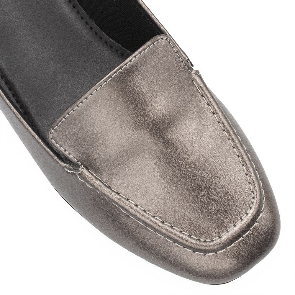 Mocassim Zatta Liso Bico Quadrado Silvana Prata Velho Prata 5