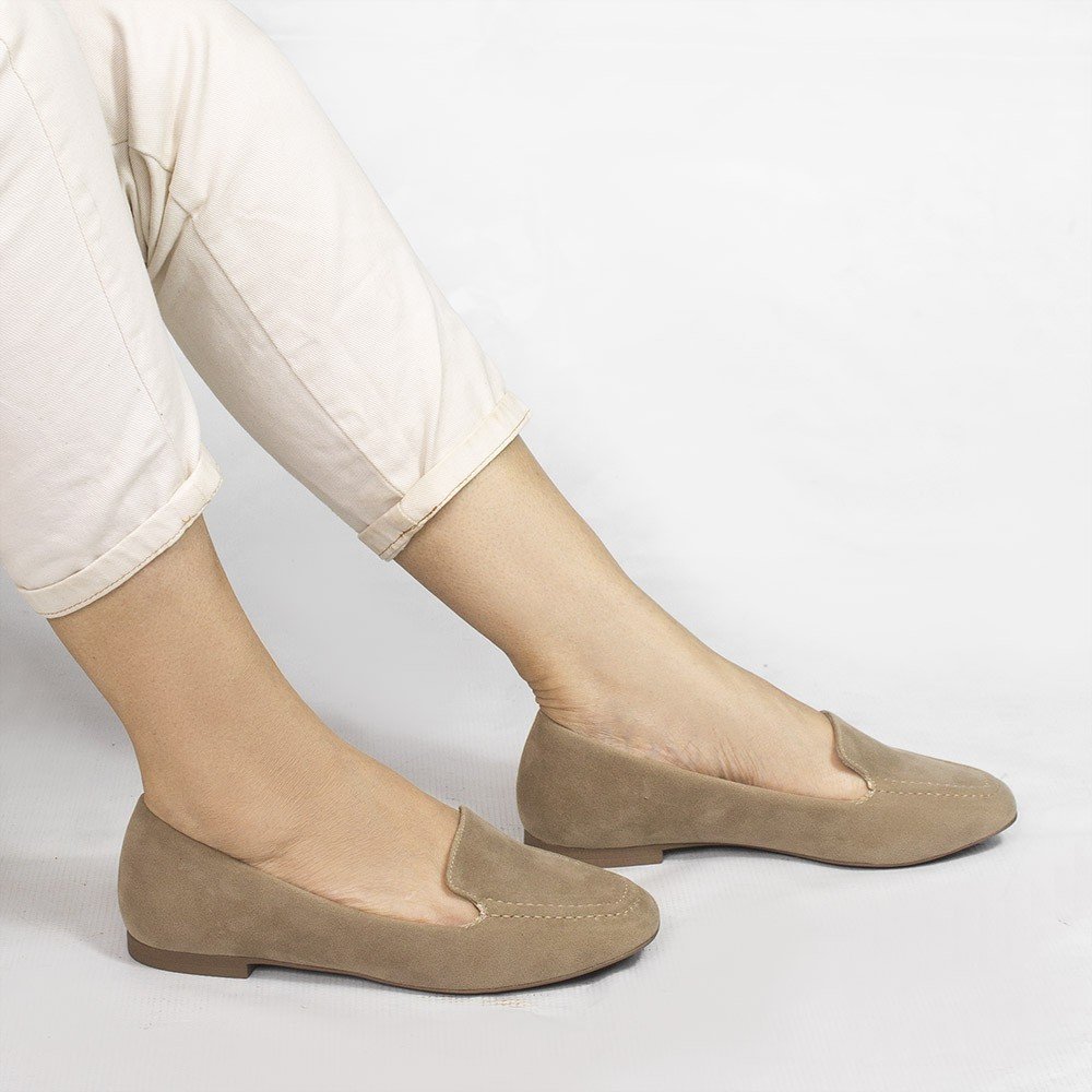Mocassim Zatta Liso Bico Quadrado Silvana Taupe Bege 2