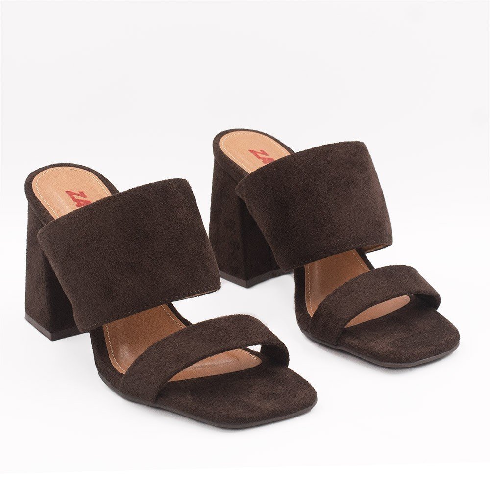 Sandália Zatta Salto Bloco Ariely Marrom Marrom 3