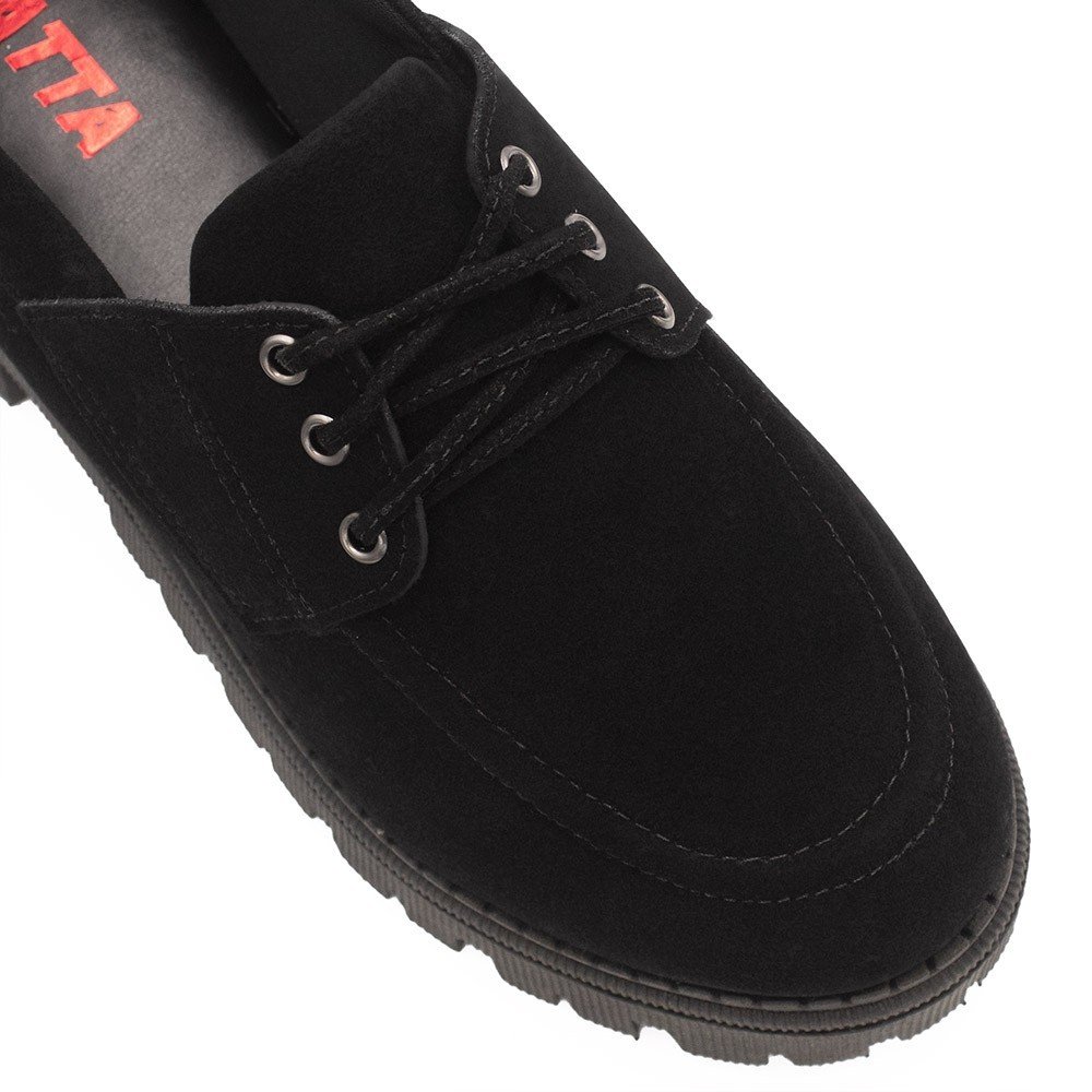 Mocassim Zatta Solado Tratorado Anny  Camurça Preto Preto 3