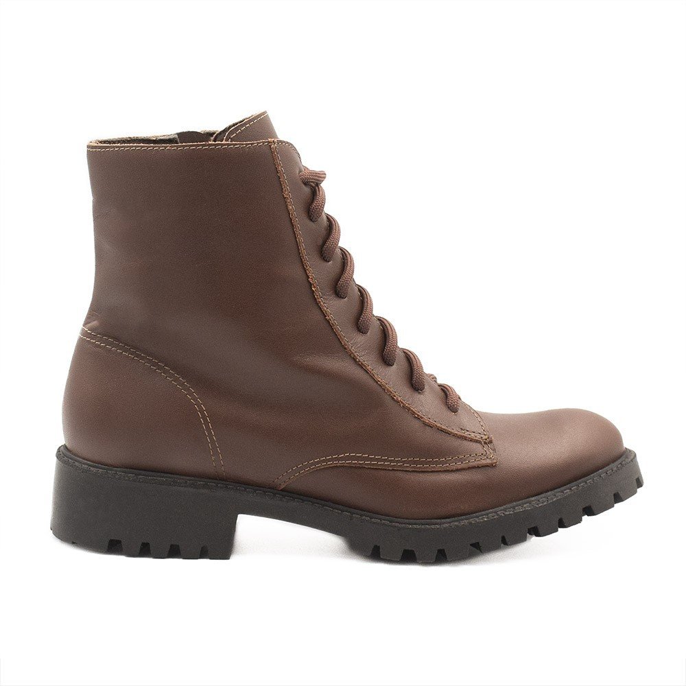 Bota Zatta Coturno em Couro Lina Marrom