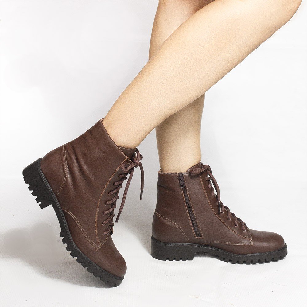 Bota Zatta Coturno em Couro Lina Marrom Marrom 2