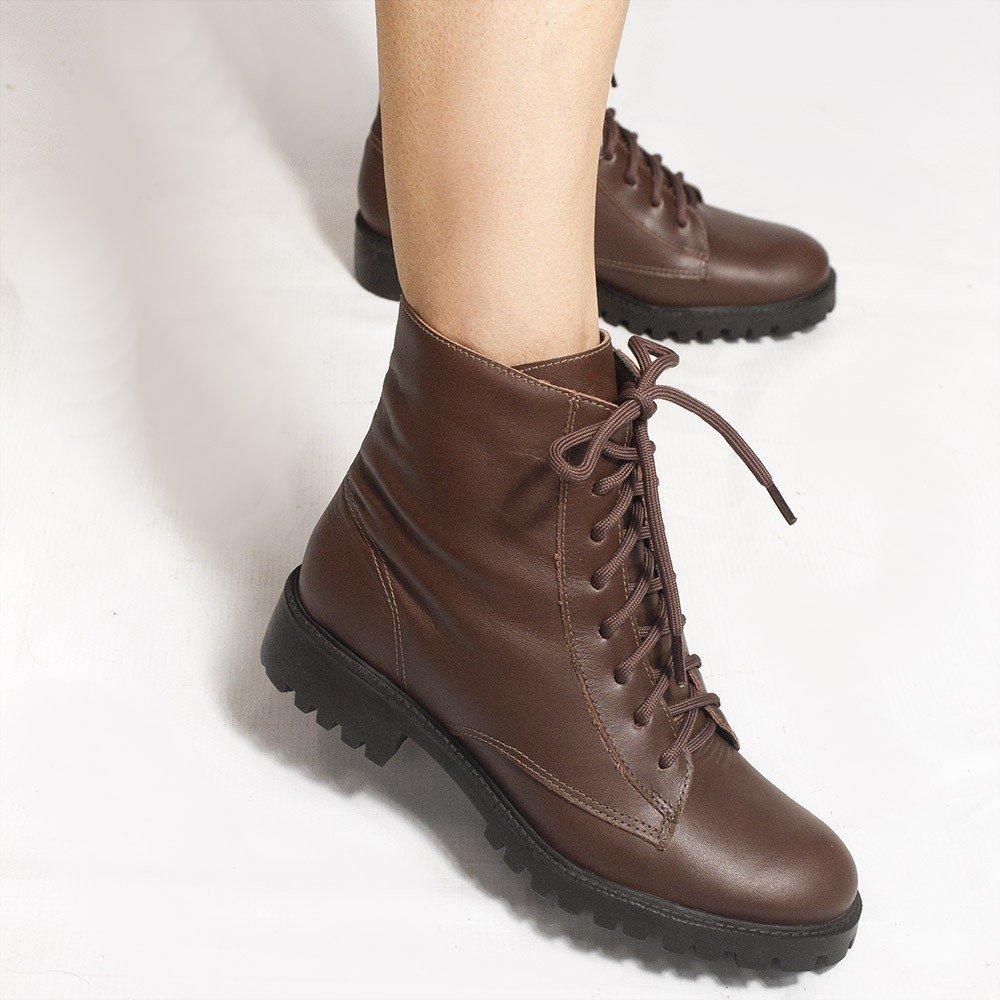 Bota Zatta Coturno em Couro Lina Marrom Marrom 4
