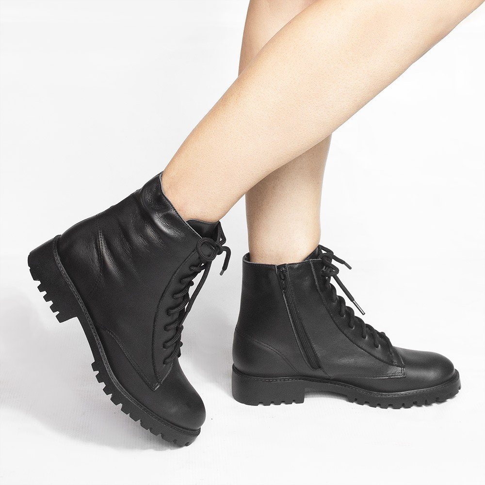 Bota Zatta Coturno em Couro Lina Preta Preto 4