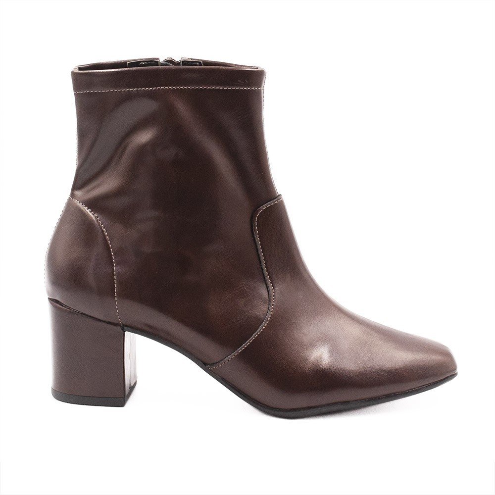 Bota Zatta Salto Bloco Bico Quadrado Helouise Marrom