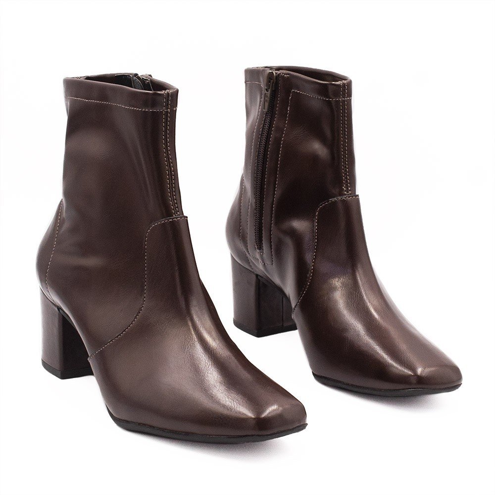 Bota Zatta Salto Bloco Bico Quadrado Helouise Marrom Marrom 4