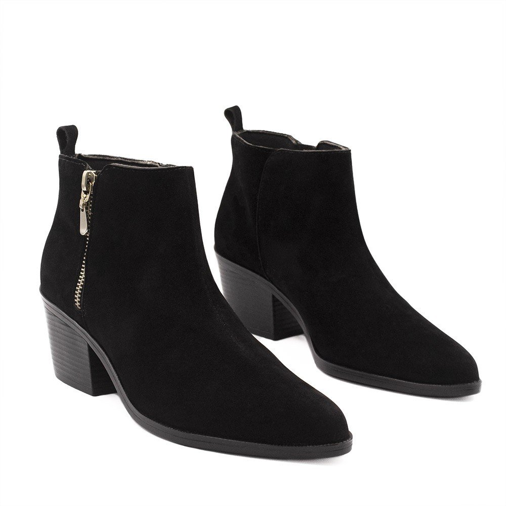 Bota Zatta Bico Fino Cano Curto Country Hilda Camurça  Preta Preto 3