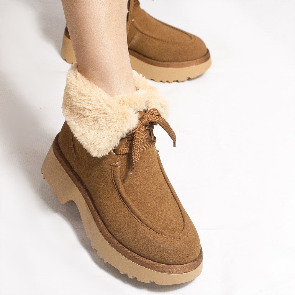 Bota Zatta Coturno Pelúcia Cadarço Hadassa Caramelo Marrom 3