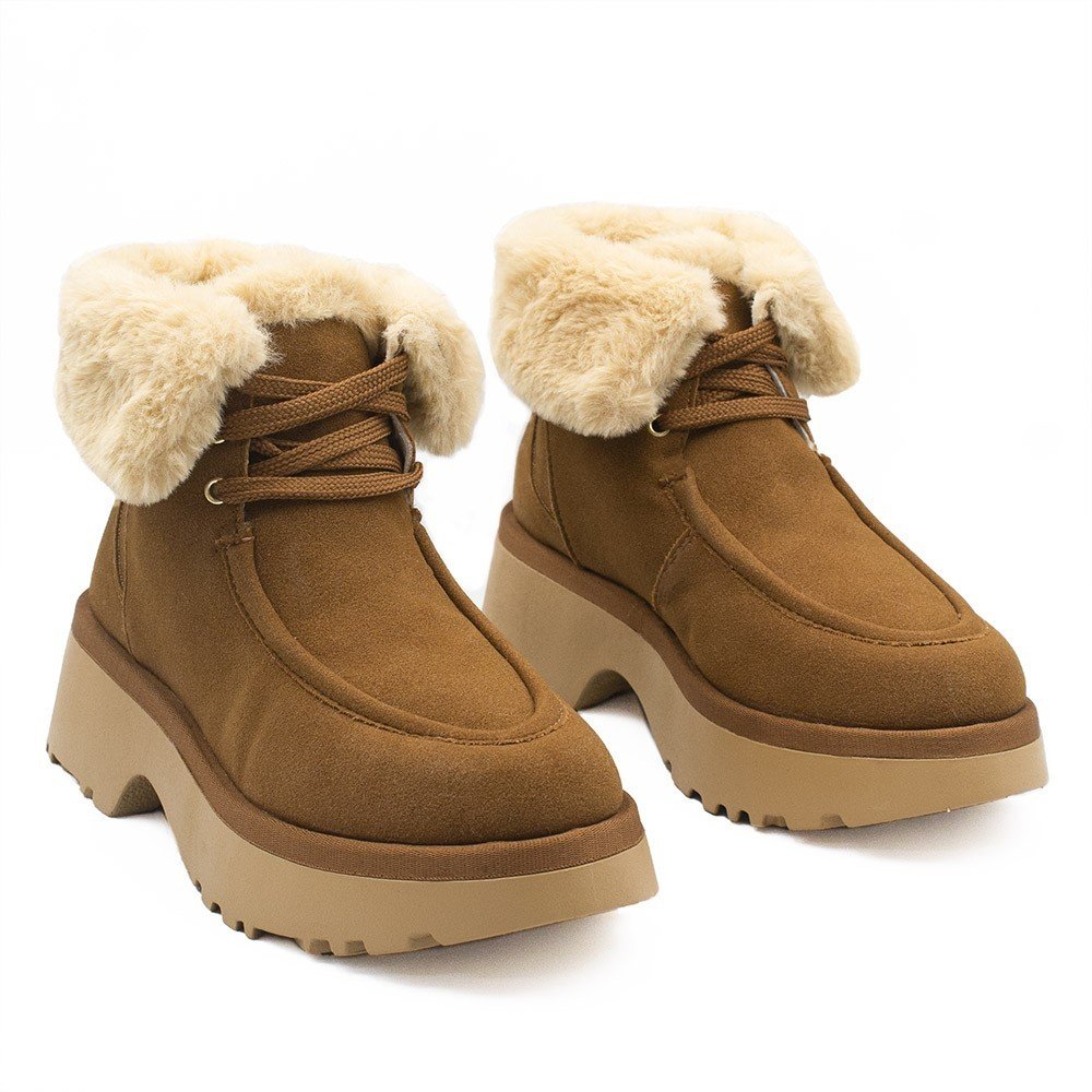 Bota Zatta Coturno Pelúcia Cadarço Hadassa Caramelo Marrom 4