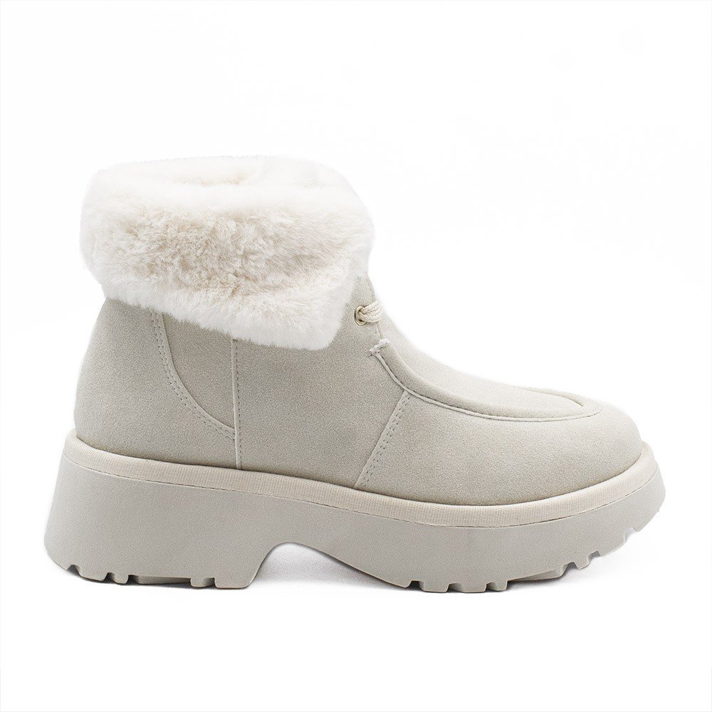 Bota Zatta Coturno Pelúcia Cadarço Hadassa Off White
