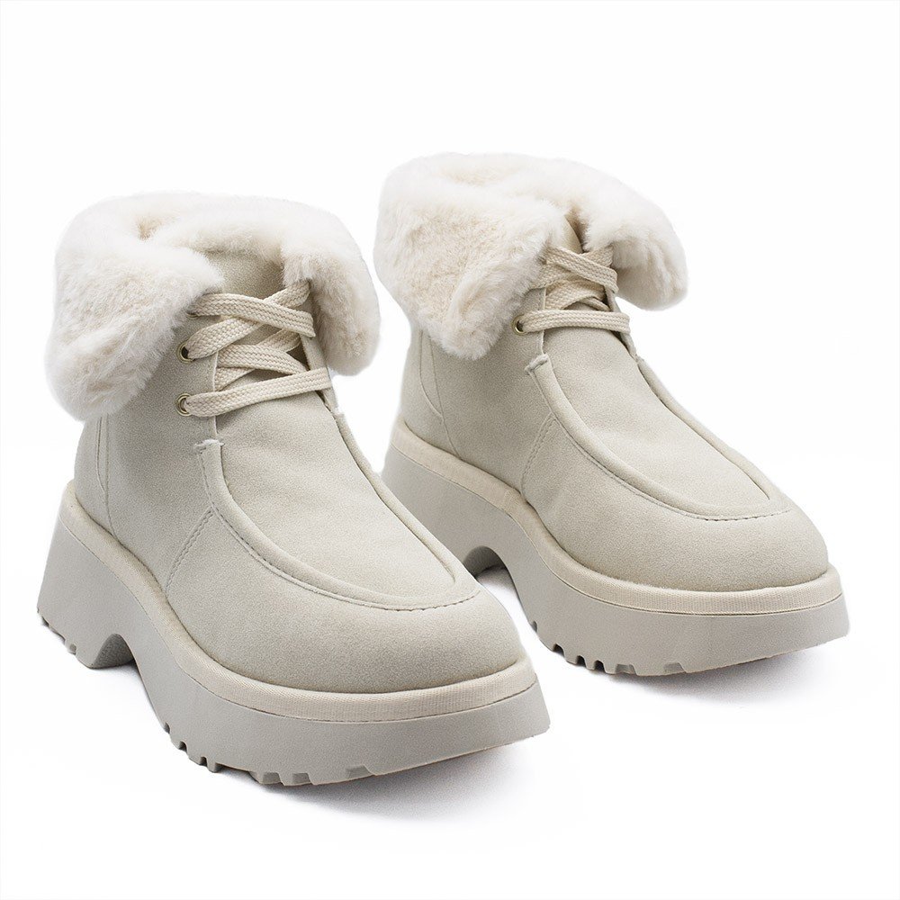Bota Zatta Coturno Pelúcia Cadarço Hadassa Off White Branco 3
