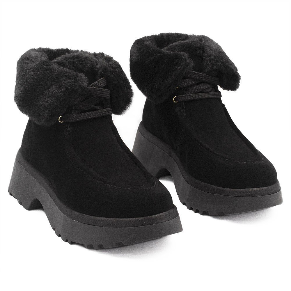 Bota Zatta Coturno Pelúcia Cadarço Hadassa Preta Preto 3