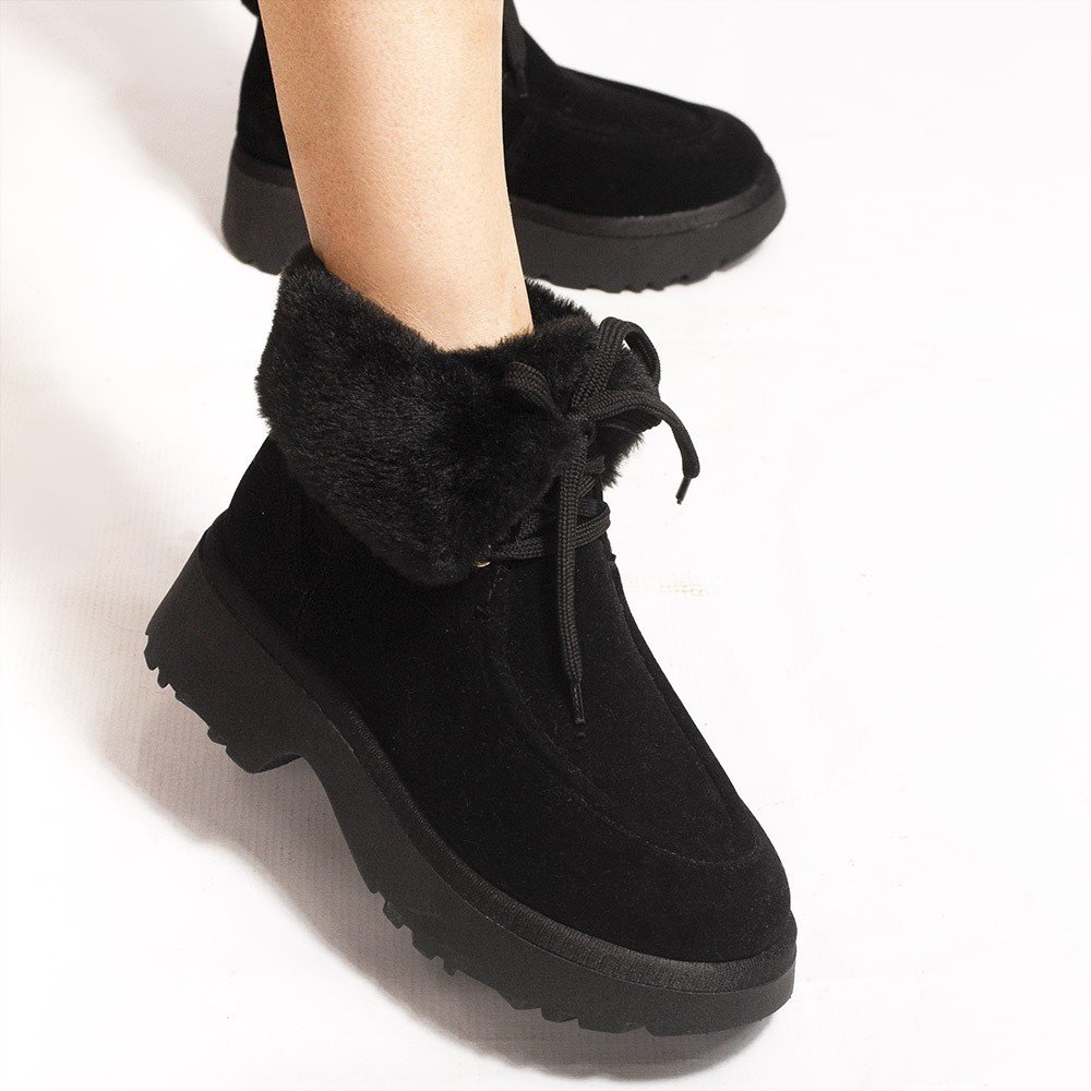 Bota Zatta Coturno Pelúcia Cadarço Hadassa Preta Preto 4