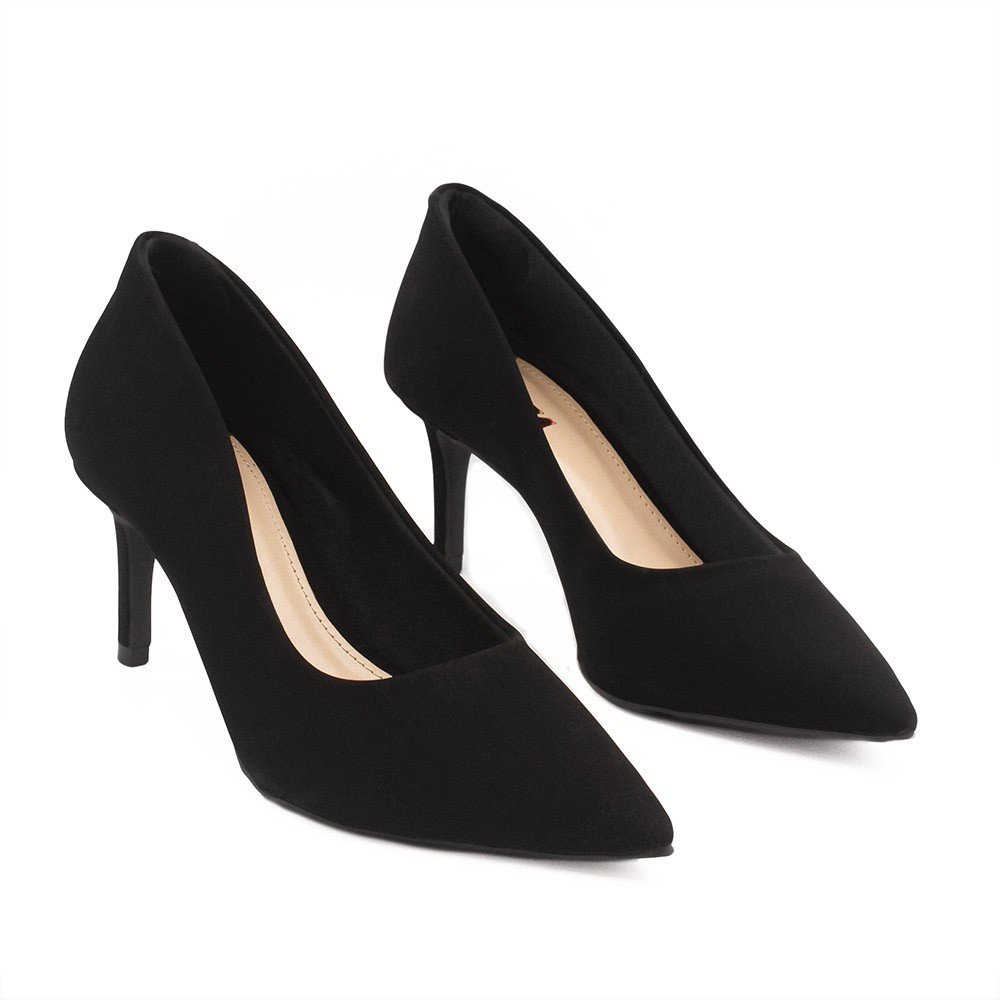 Scarpin Zatta Bico Fino Salto Médio Lolita  Nobuck Preto Preto 3