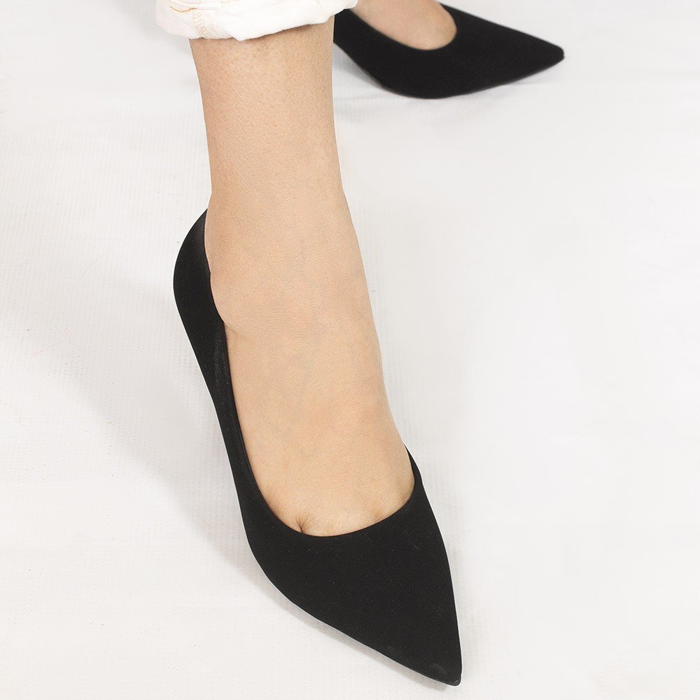 Scarpin Zatta Bico Fino Salto Médio Lolita  Nobuck Preto Preto 4