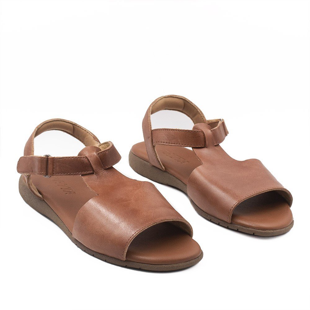 Sandália Zatta Flat em Couro Elaine Caramelo Marrom 3