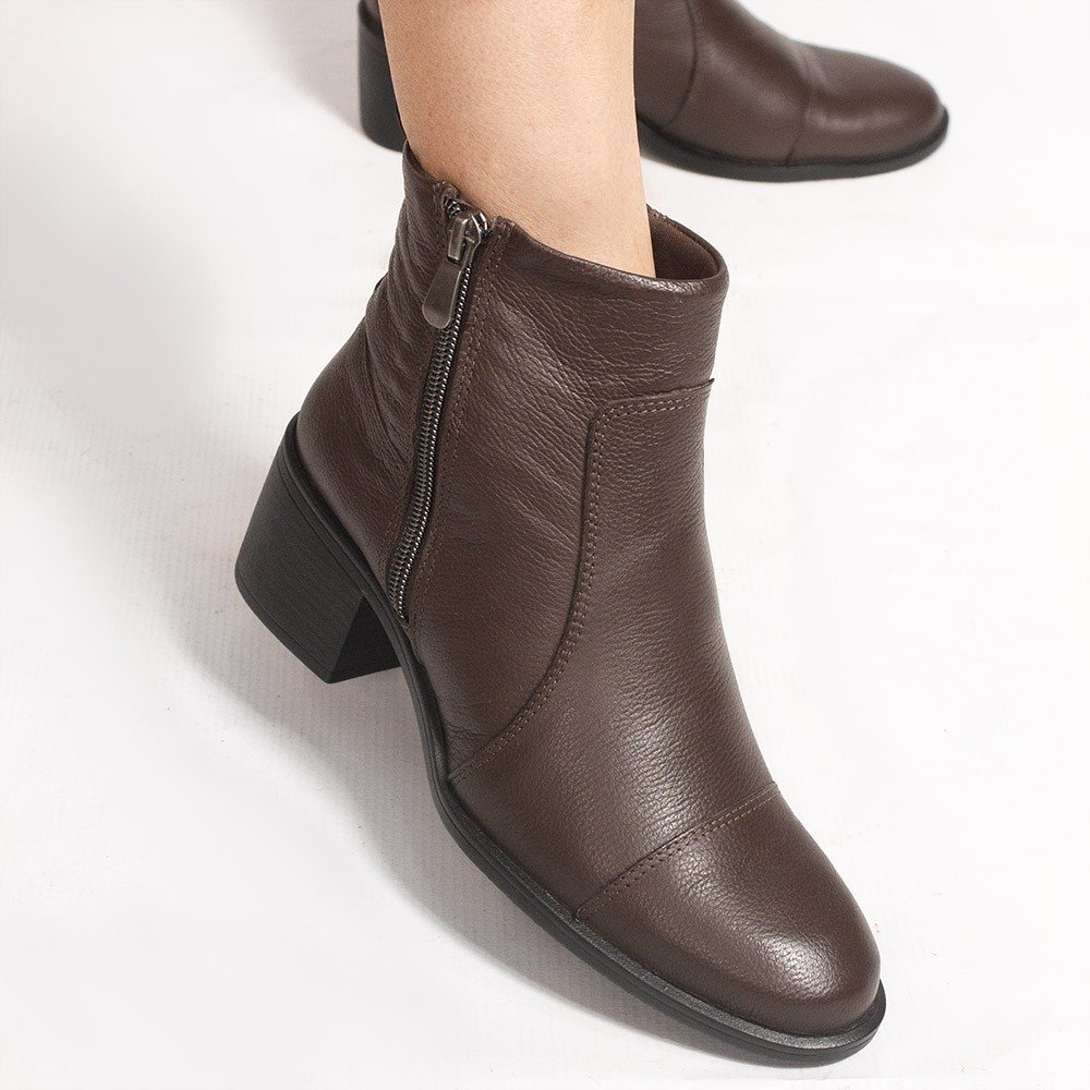 Bota Zatta Salto Bloco Couro Jovita  Marrom Marrom 3