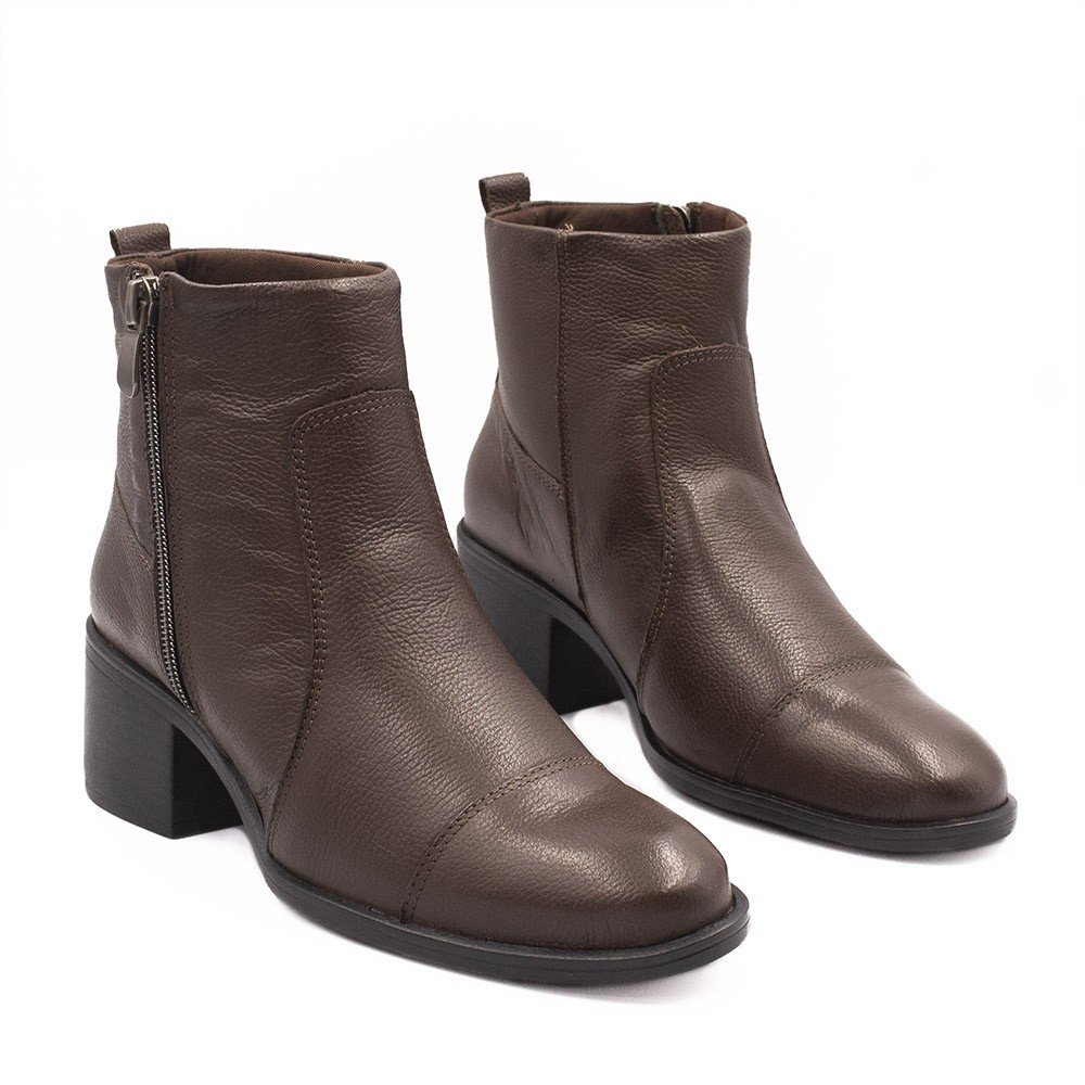Bota Zatta Salto Bloco Couro Jovita  Marrom Marrom 4