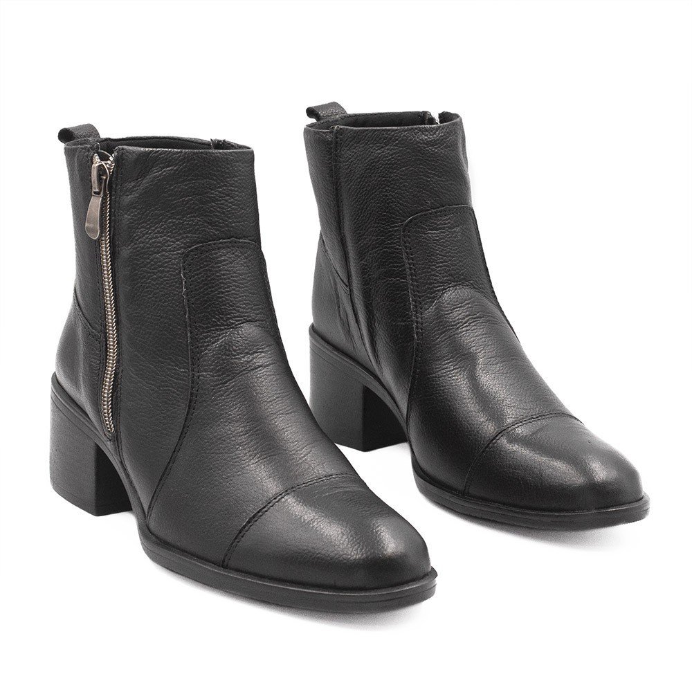 Bota Zatta Salto Bloco Couro Jovita Preta Preto 3