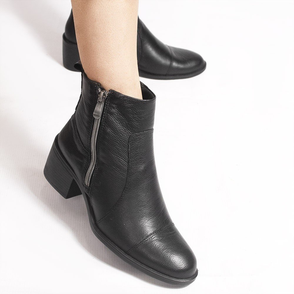 Bota Zatta Salto Bloco Couro Jovita Preta Preto 4