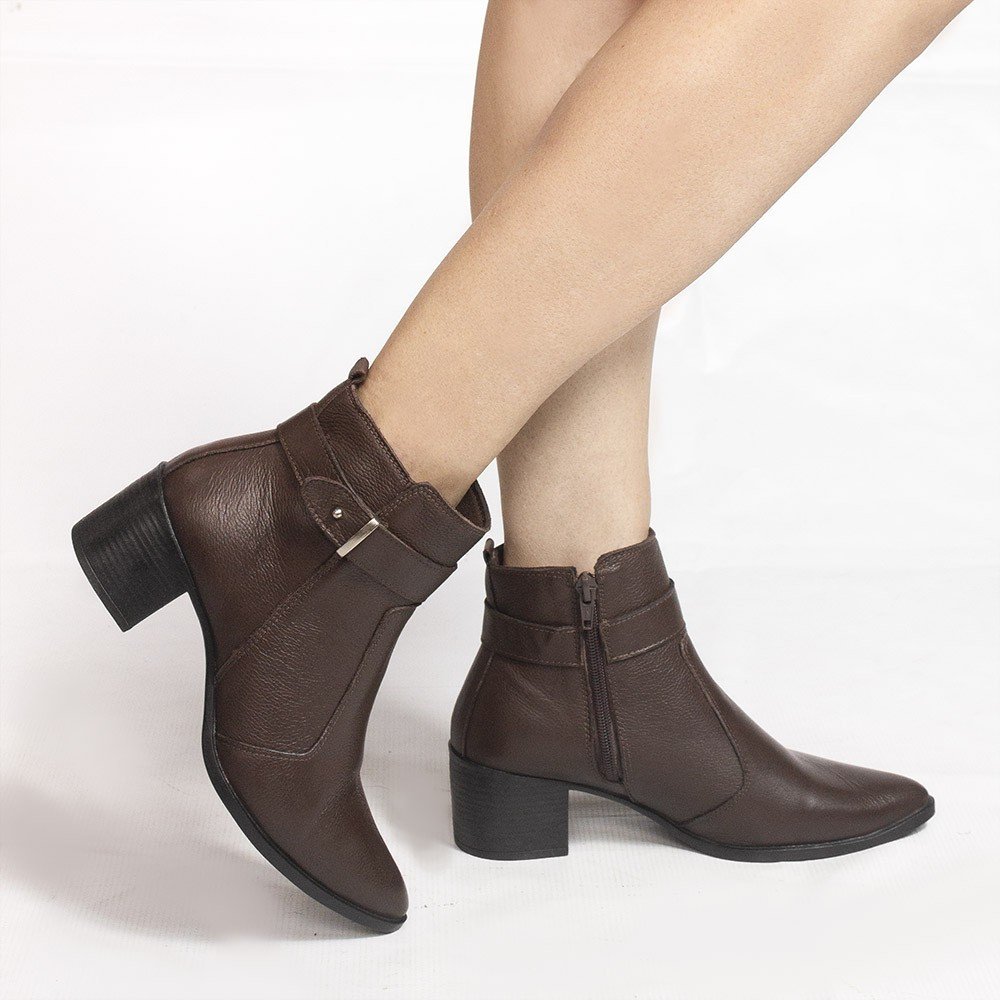 Bota Zatta Bico Fino Cano Curto Jordana Marrom Marrom 2
