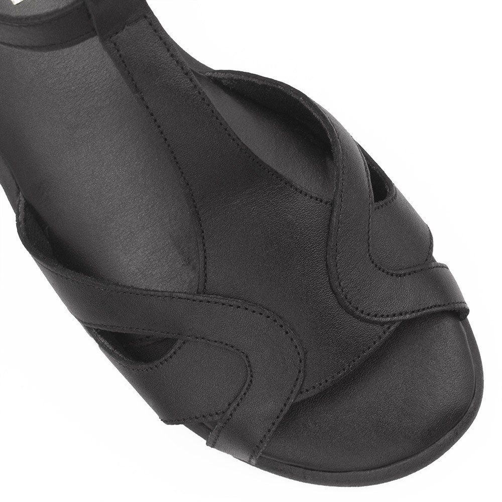 Sandália Zatta Couro Flat Casual Maria Preta Preto 3