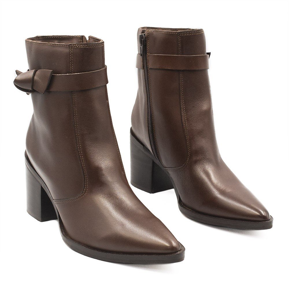 Bota Zatta Cano Médio Laço Couro Gardélia Marrom Marrom 3