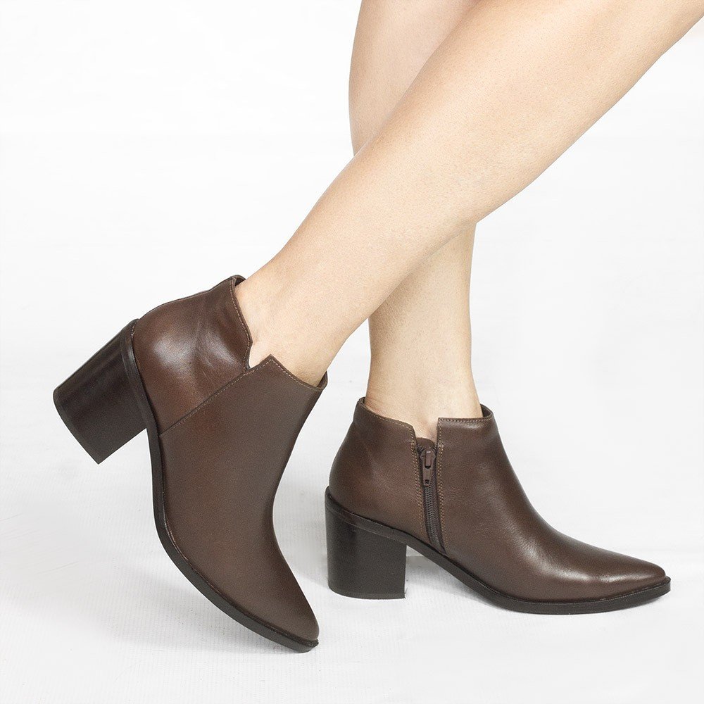 Bota Zatta Bico Fino Cano Curto Gardenia Marrom Marrom 2