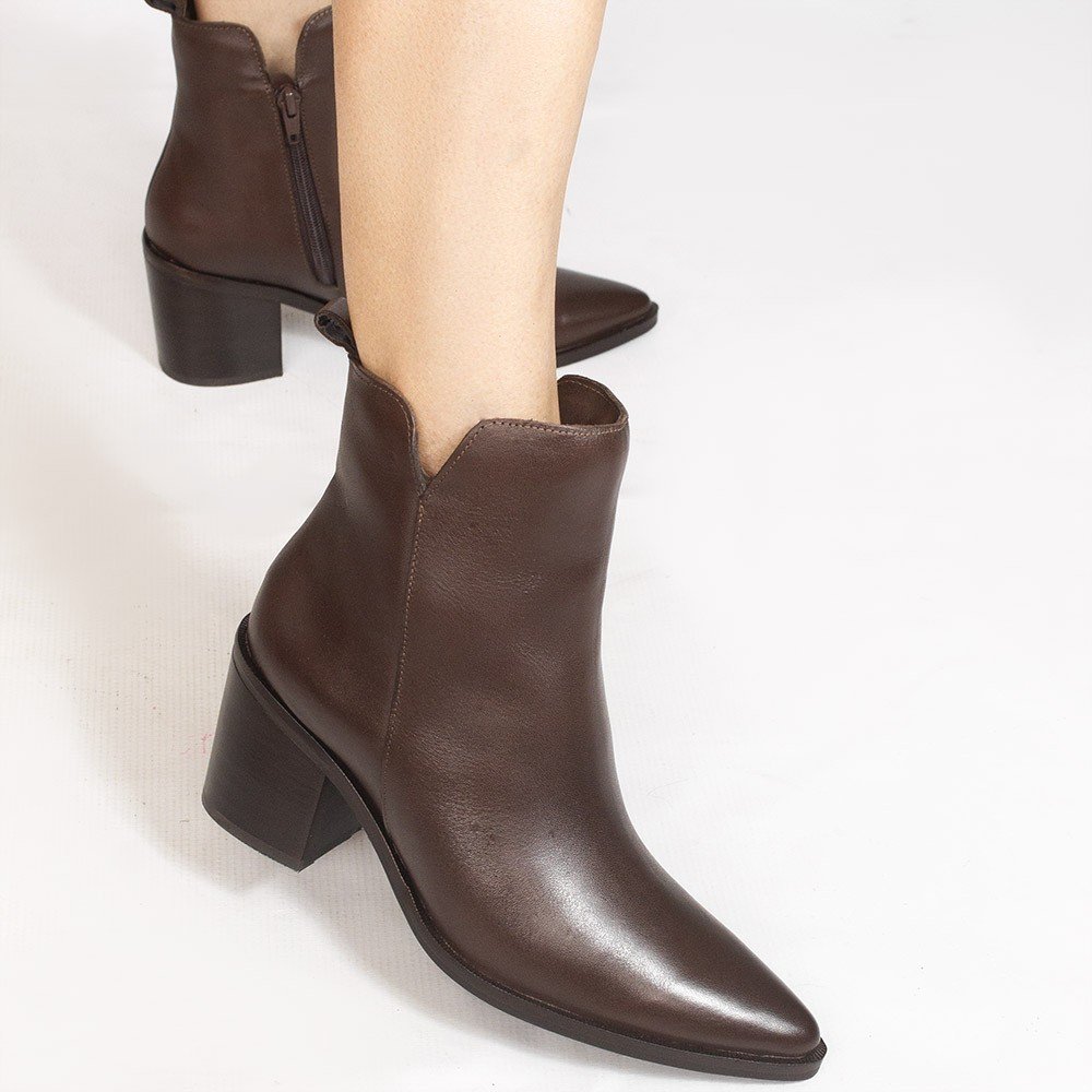 Bota Zatta Cano Médio Bico Fino Georgia Marrom Marrom 4