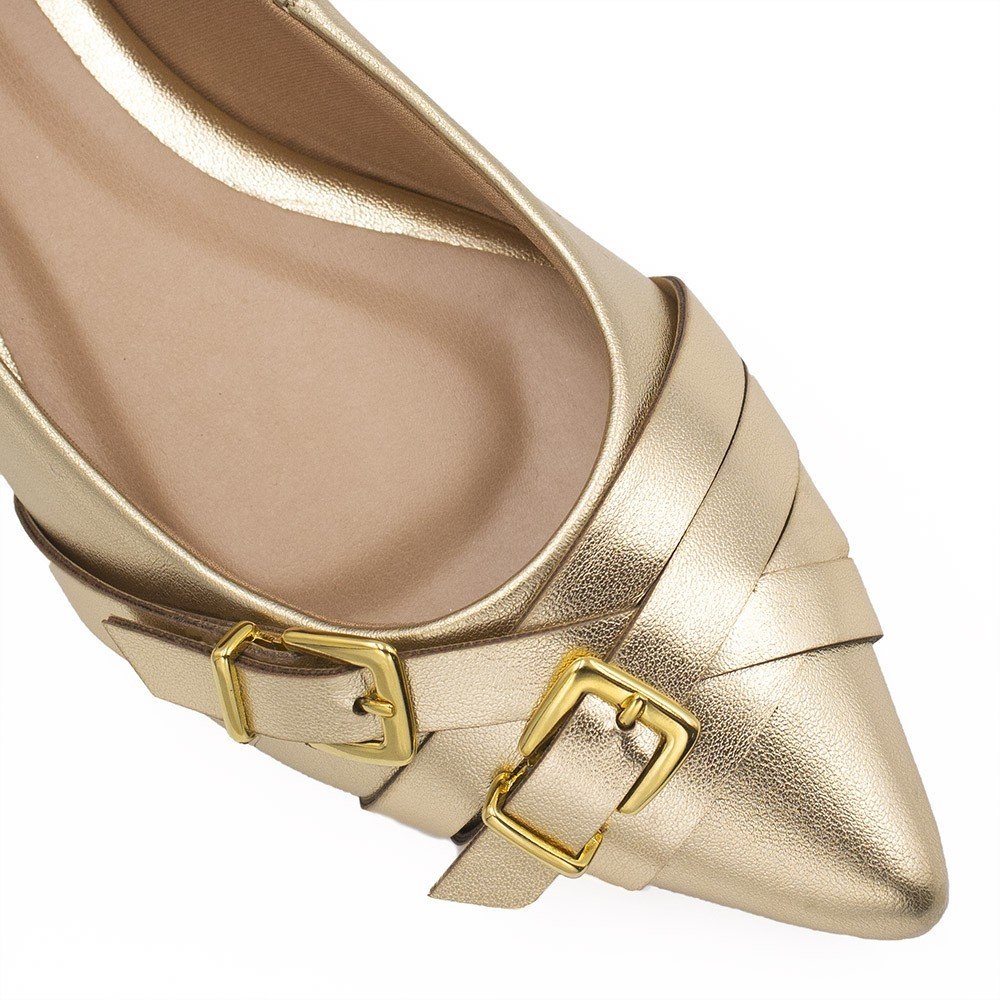 Sapatilha Zatta  Bico Fino Fivela Agata Dourado Dourado 4