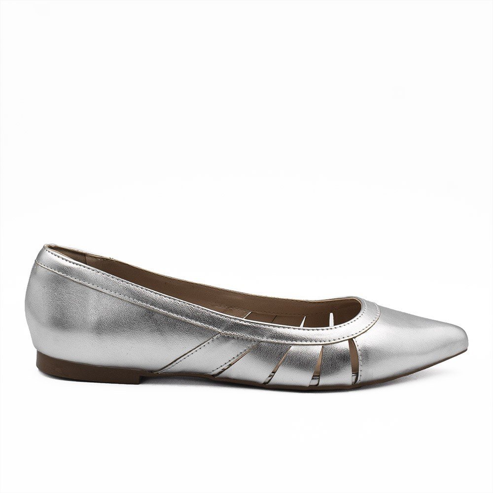Sapatilha Zatta Bico Fino Adelaide  Prata