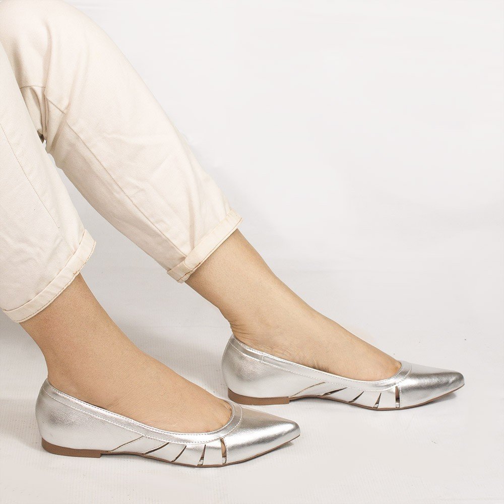 Sapatilha Zatta Bico Fino Adelaide  Prata Prata 2