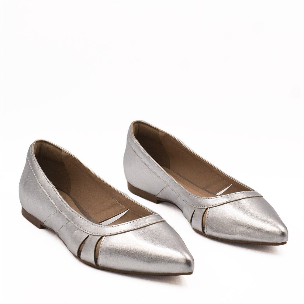 Sapatilha Zatta Bico Fino Adelaide  Prata Prata 5