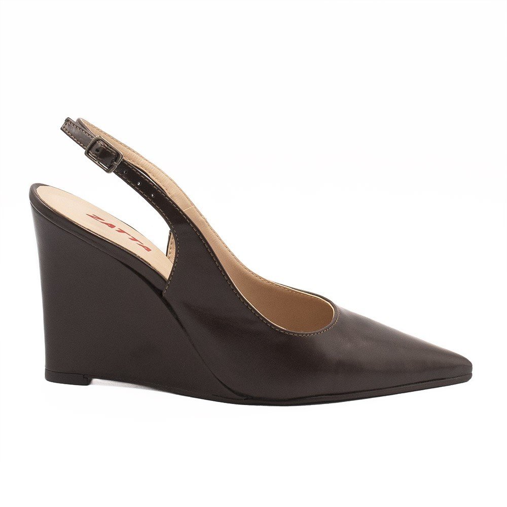 Scarpin Slingback Zatta Anabela  Analu Marrom