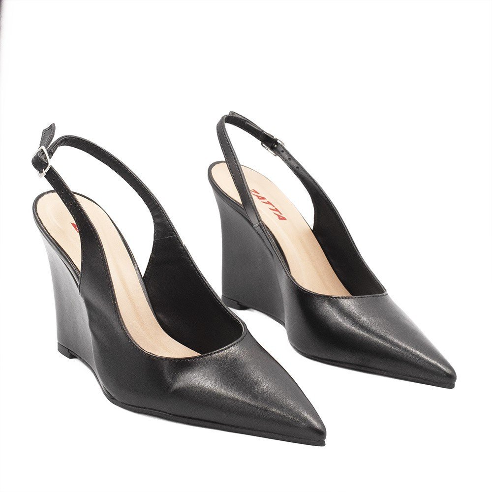 Scarpin Slingback Zatta Anabela  Analu Preto Preto 3