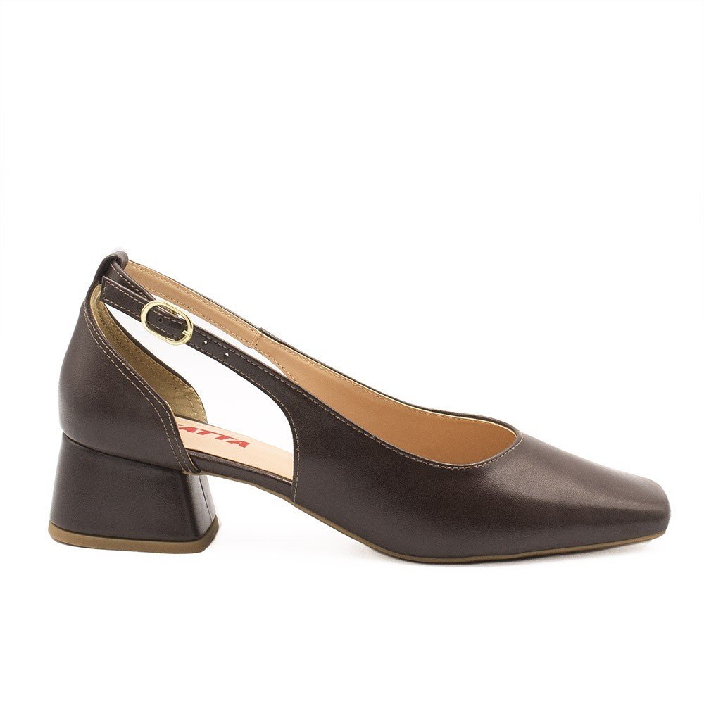 Sapato Zatta  Retrô  Bico Quadrado Ingrid Marrom