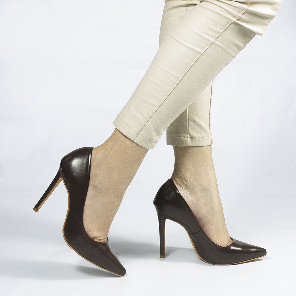 Scarpin Bico Fino Salto Suzy Marrom Marrom 2
