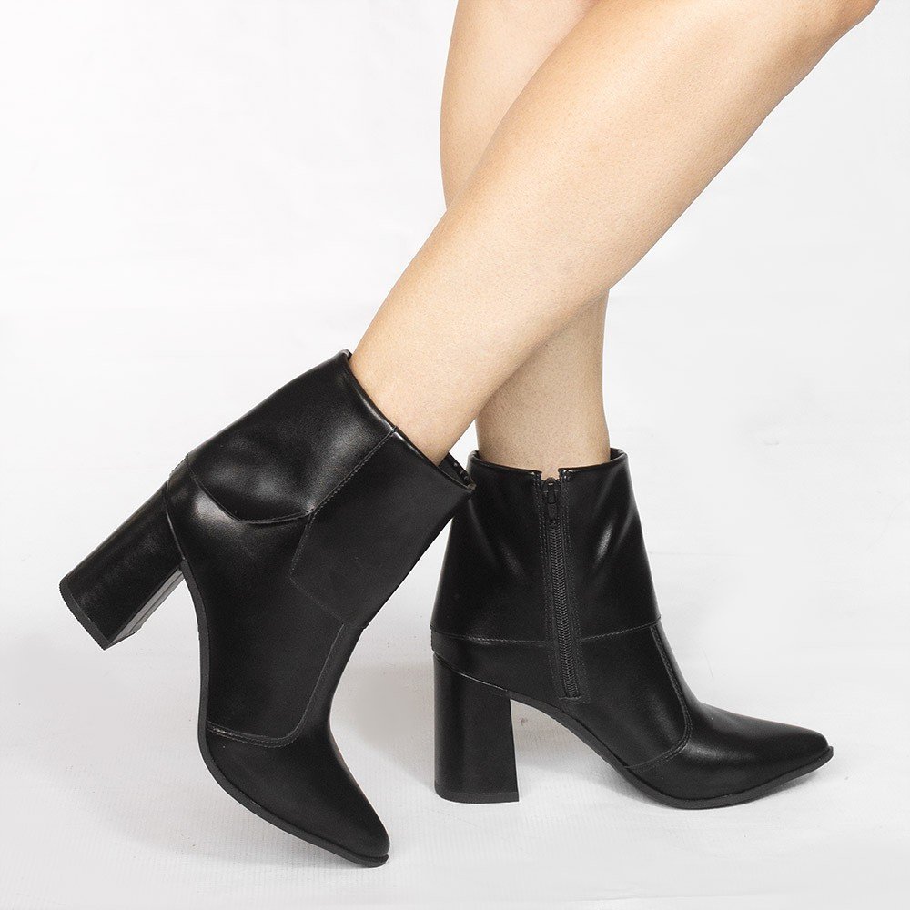 Bota Zatta Salto Bloco Alto Bico Fino  Zuri Preta Preto 2