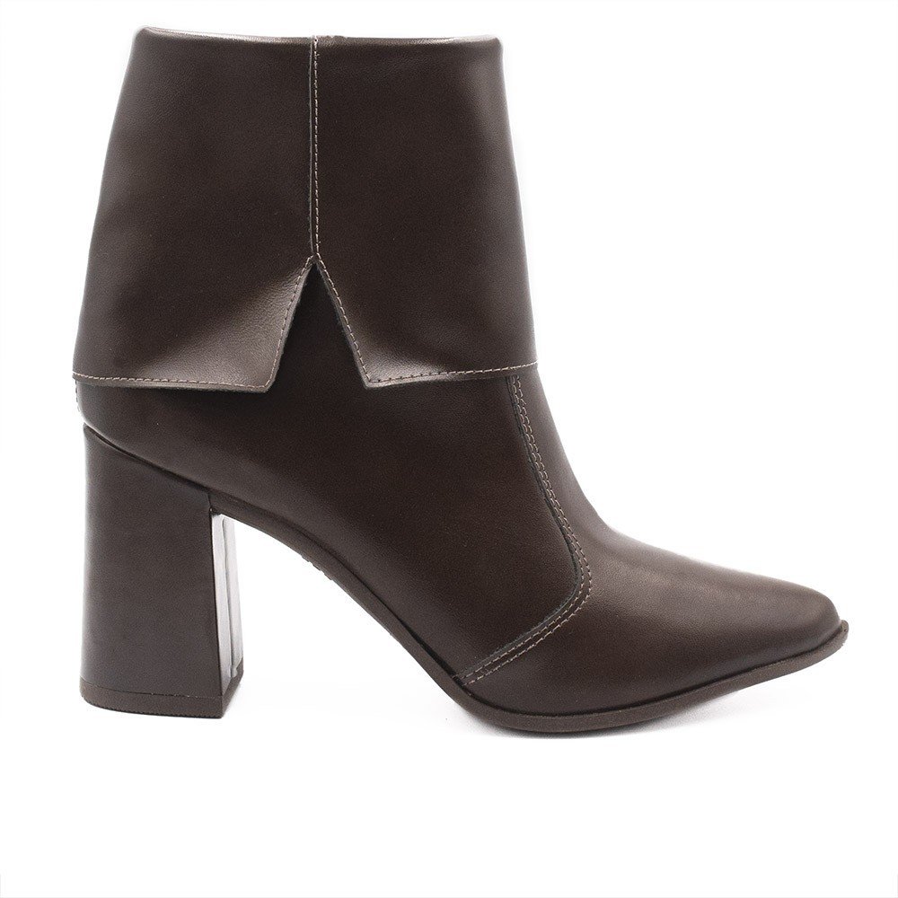 Bota Zatta Salto Bloco Alto Bico Fino  Zuri Marrom