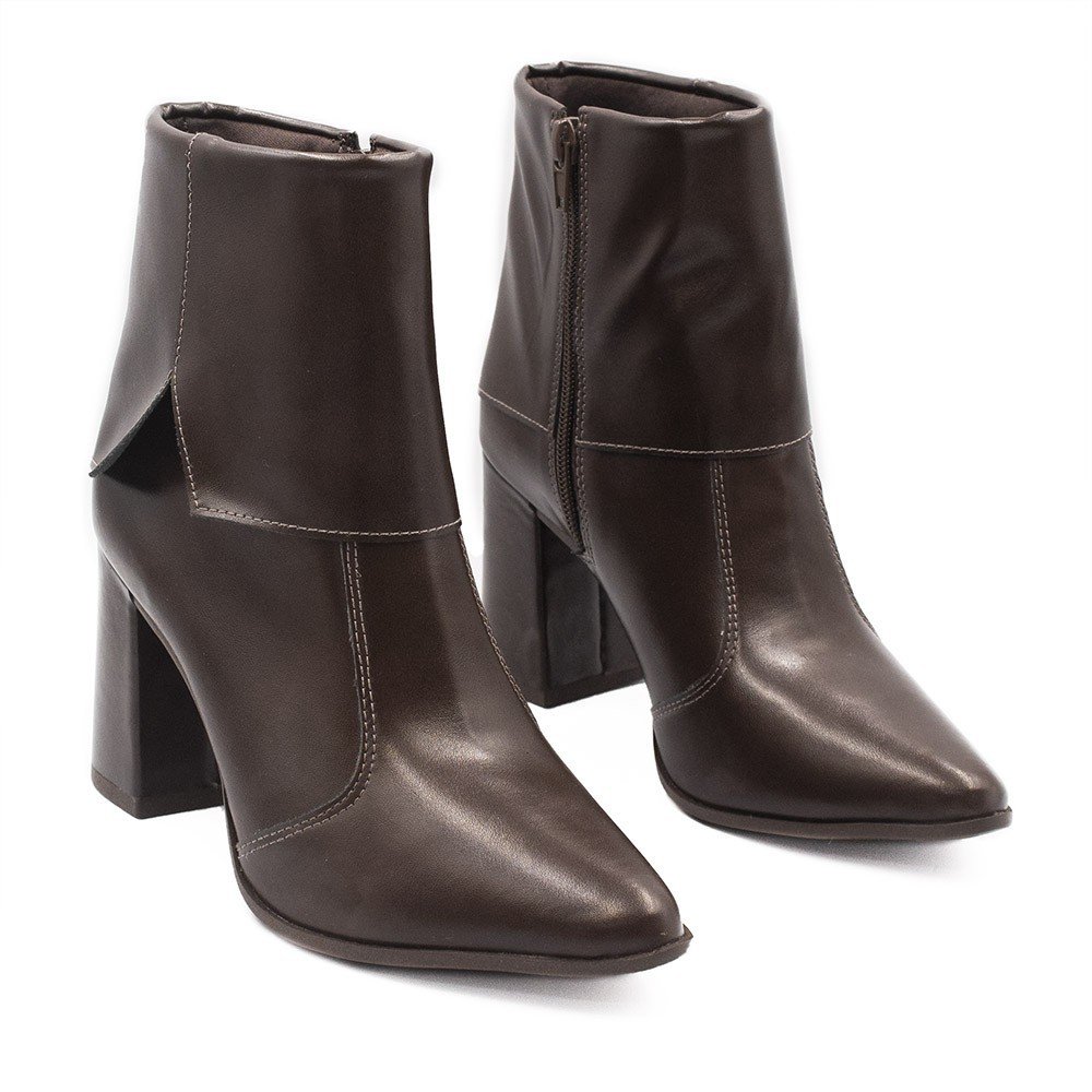 Bota Zatta Salto Bloco Alto Bico Fino  Zuri Marrom Marrom 3